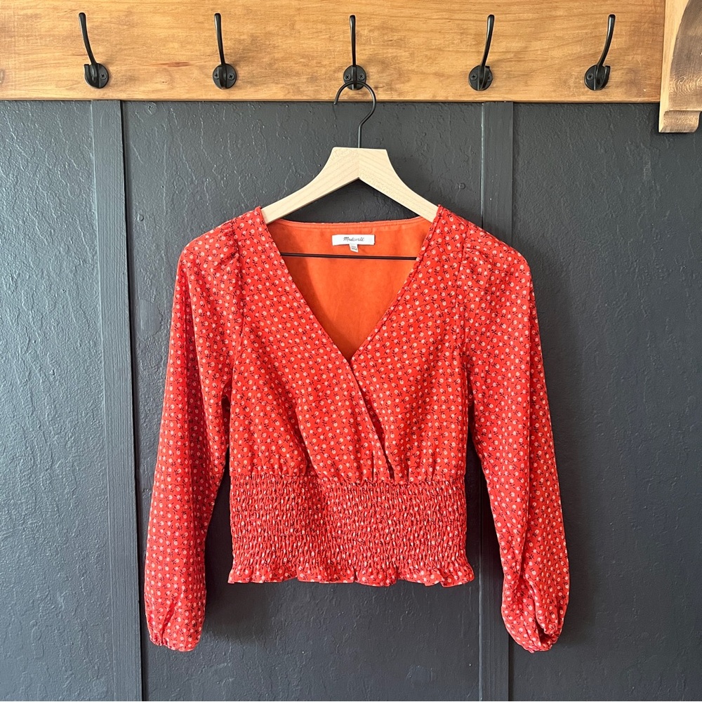 Madewell Julianne Smocked-Waist Top